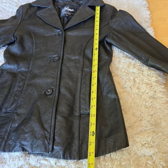 Maxima WILSON Womens Black Leather Jacket Classic Blazer Style Small 90s Gothic - Picture 12 of 12
